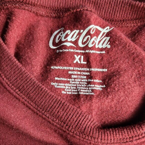 Coca Cola Pullover Sweatshirt Women's Size XL Burgandy Red, Light, Oversized - Picture 6 of 7